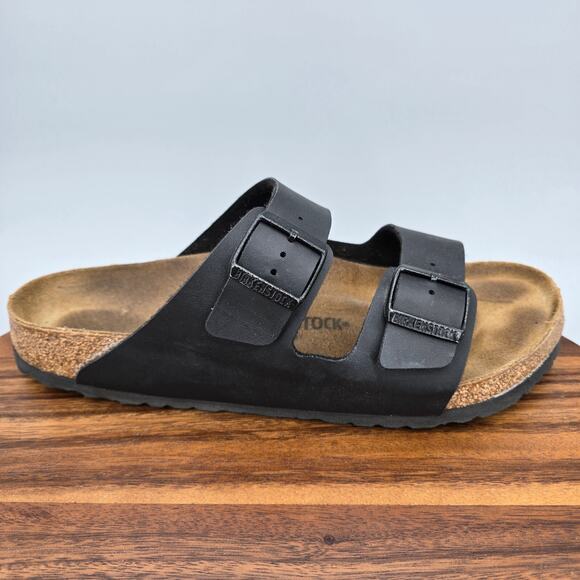 Birkenstock Other - Birkenstock Arizona Sandals Mens 11 Black Birko Flor Double Strap Buckle Comfort